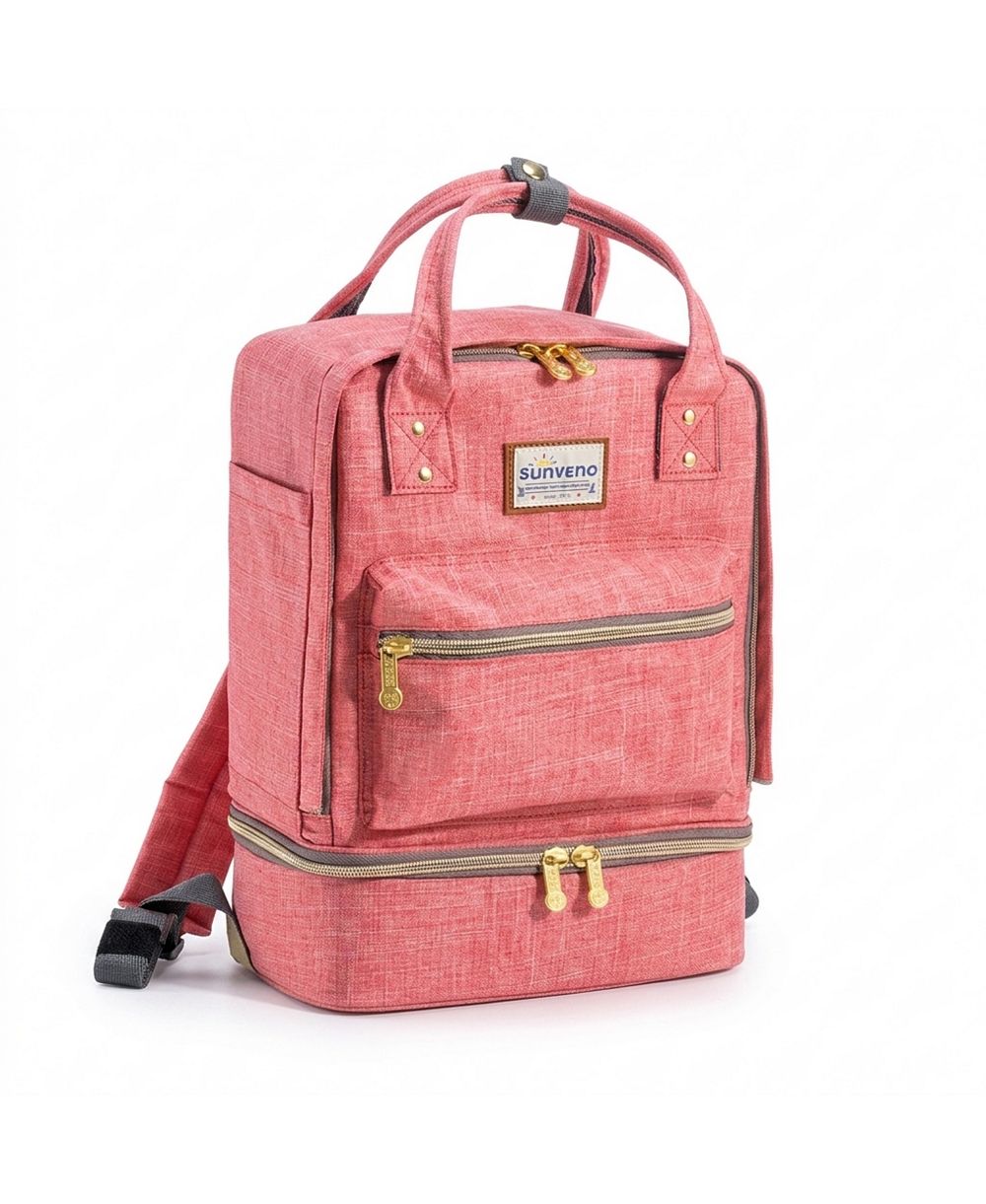SUNVENO Baby Double Layer Breastmilk Cooler Backpack, Leak-Resistant Nursing Bag