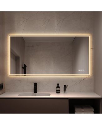 Зеркало для ванной LAOTIES 48" x 24" LED, антизапотевающее с регулировкой яркости
