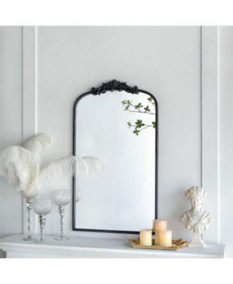 Винтажное арочное настенное зеркало LAOTIES 24" x 36" Baroque Ornate Mantle с цветочной короной