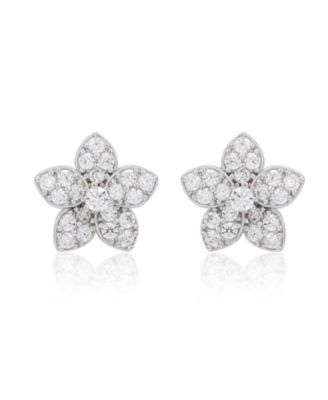 Серьги-гвоздики Suzy Levian New York Sterling Silver Cubic Zirconia Pave Flower
