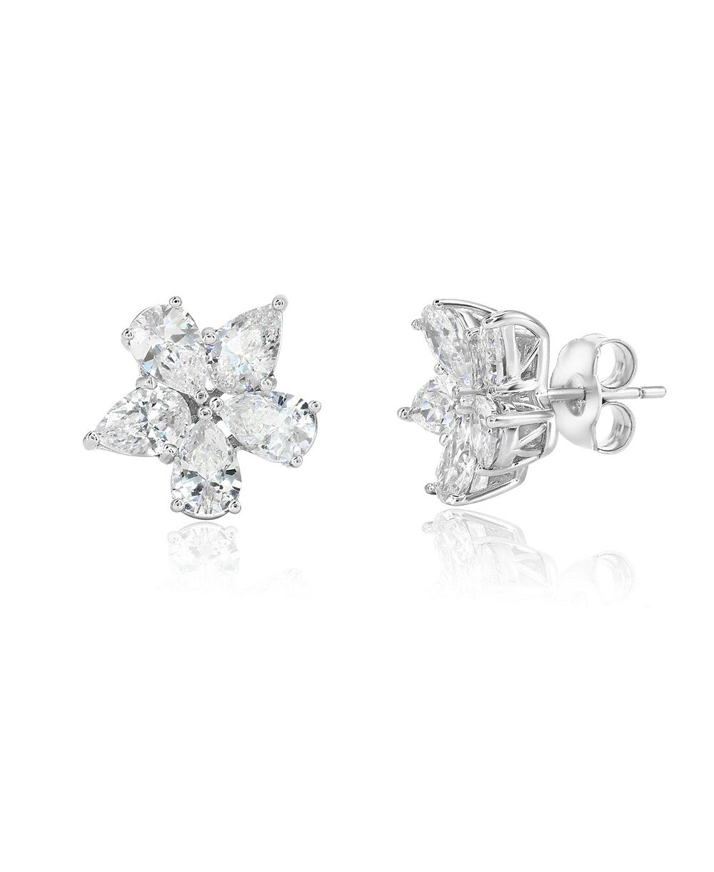 Suzy Levian New York серьги с цветами из стерлингового серебра и кубическим цирконием