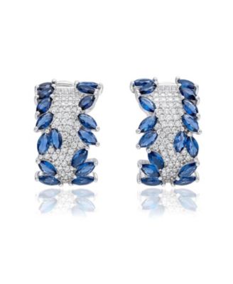 Suzy Levian New York серьги-кольца Marquise Burst из серебра с кубическим цирконием