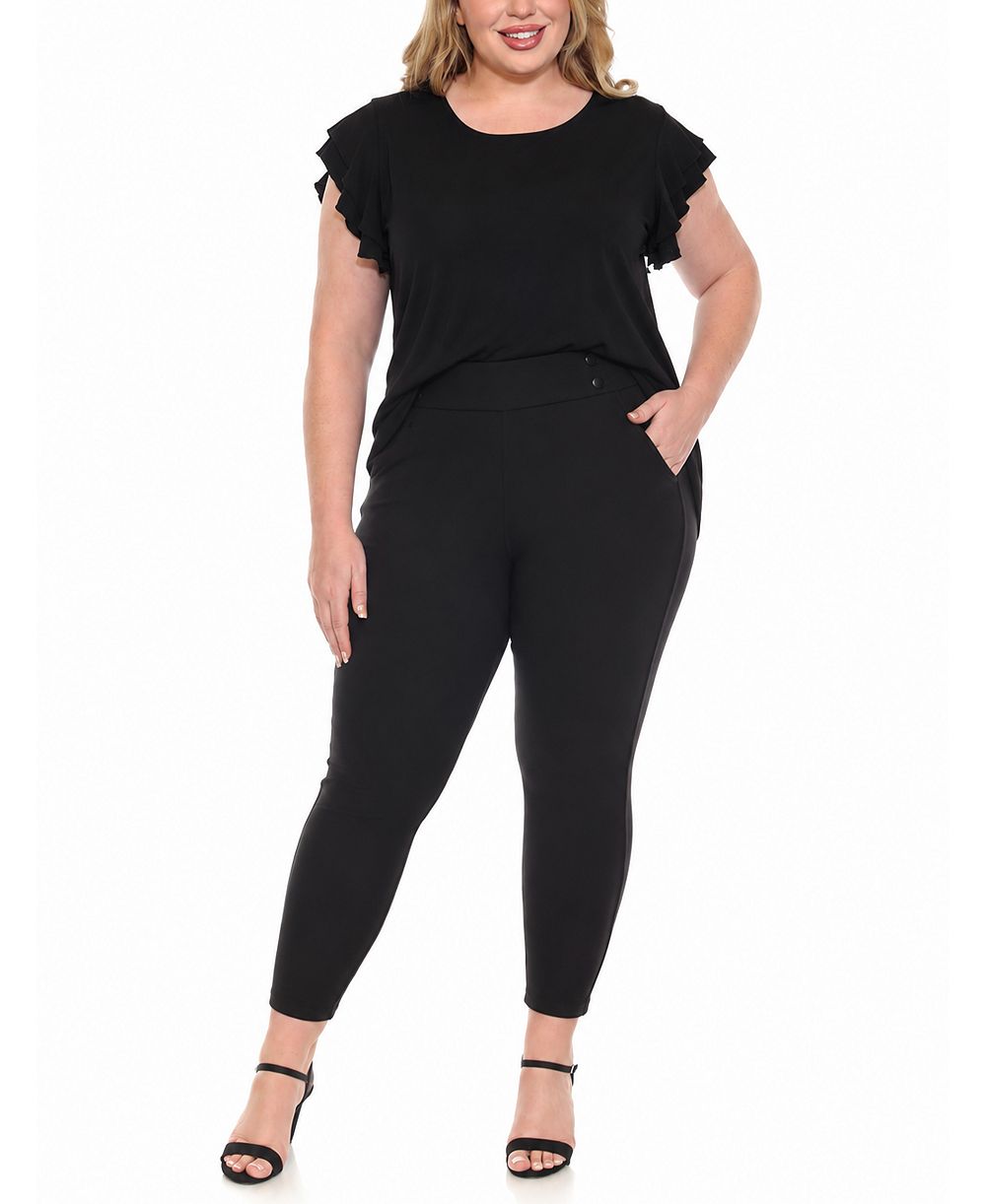 Женский комплект White Mark: топ с рукавами-крылышками и брюки Scuba, Plus Size