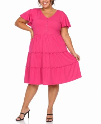 White Mark Платье Plus Size с многослойной юбкой и рукавами с рюшами