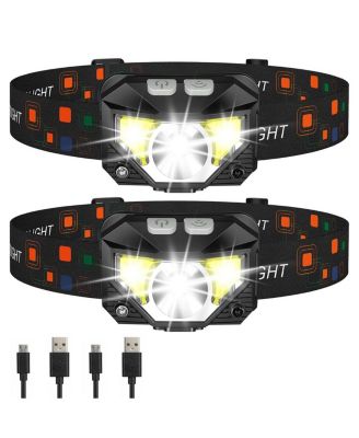 COWIN 2 Pack LED Headlamp Rechargeable Headlamp Flashlight Ultra-Bright Waterproof Headlight Motion Sensor 8 Modes Camping Fishing