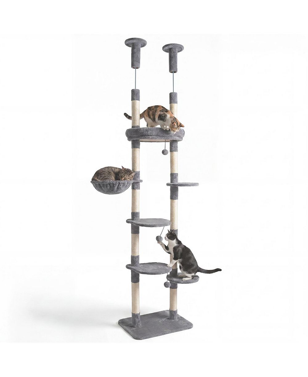 Gymax 6-tier Floor to Ceiling Cat Tree w/Plush Bed Hammock Sisal Scratching Posts