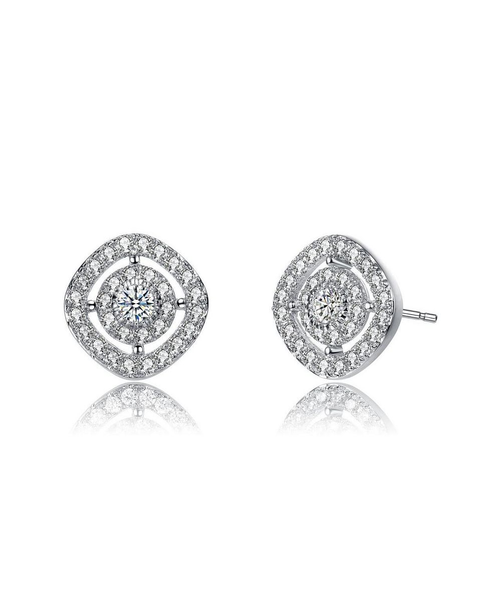 Серьги-гвоздики Rachel Glauber Elegant CZ Square Frame