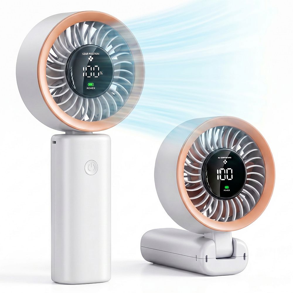 Cowin Handheld Portable Fan LED Digital Display 100 Speed Foldable Travel Fan