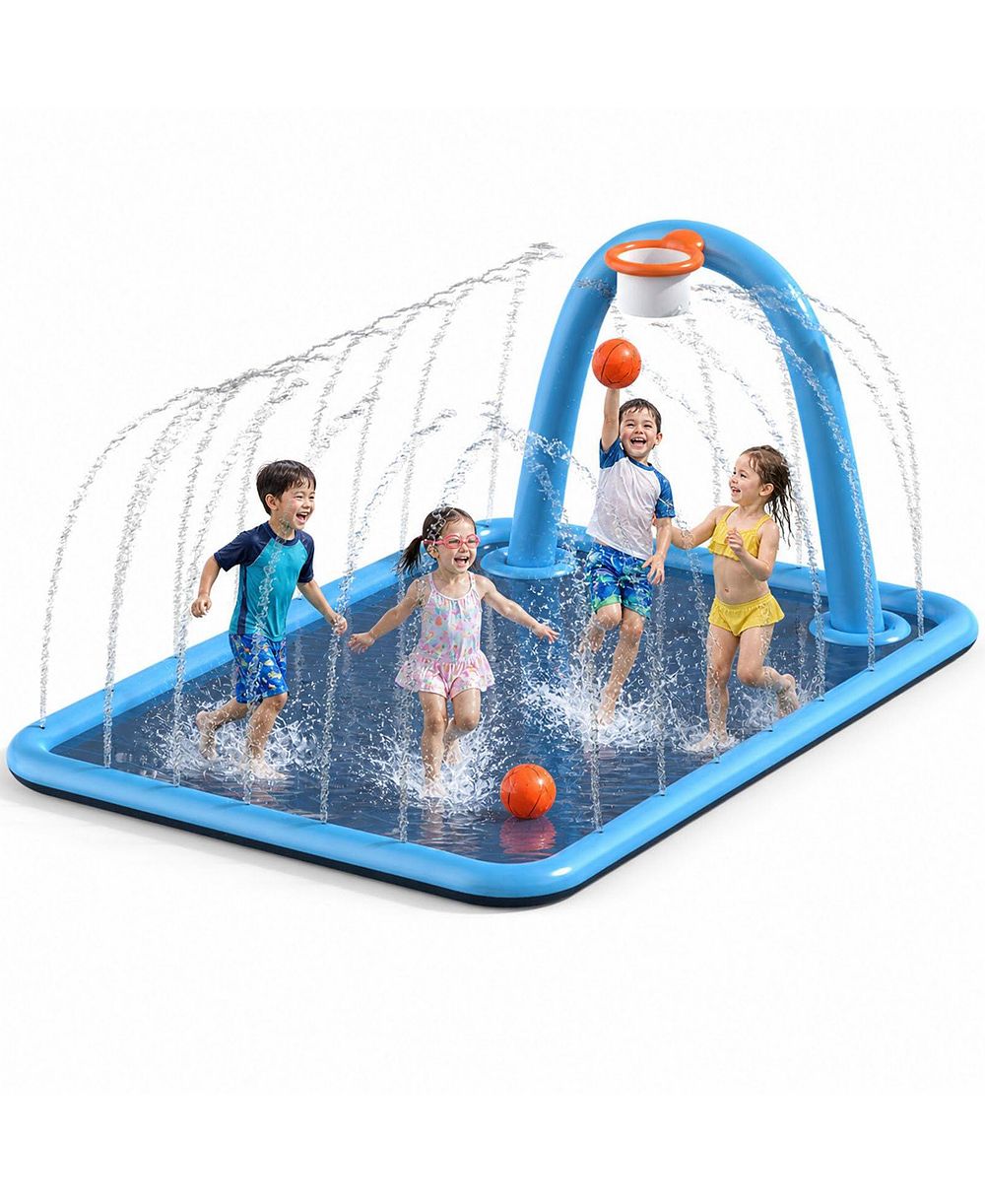 Игровой коврик-брызгалка AOFAR 110", с баскетбольным кольцом, для детей и собак
