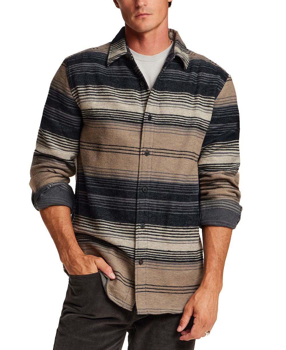 Weatherproof Vintage Men's Horizontal Stripe Brushed Twill Overshirt Jacket