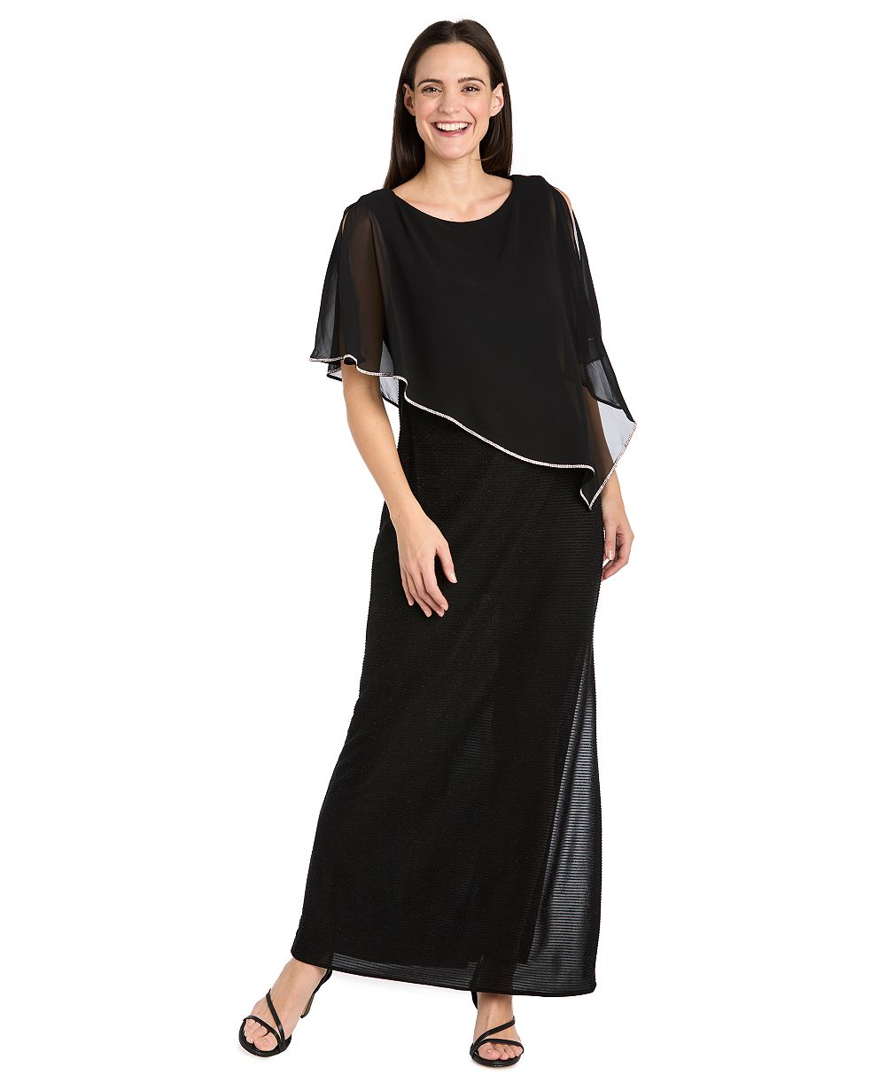 Женское вечернее платье R & M Richards Petite Scoop Neck Rhinestone Poncho