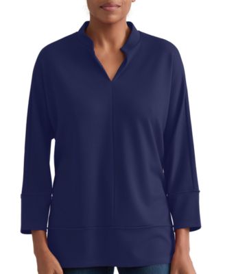 Jones New York Petite Johnny Collar Top
