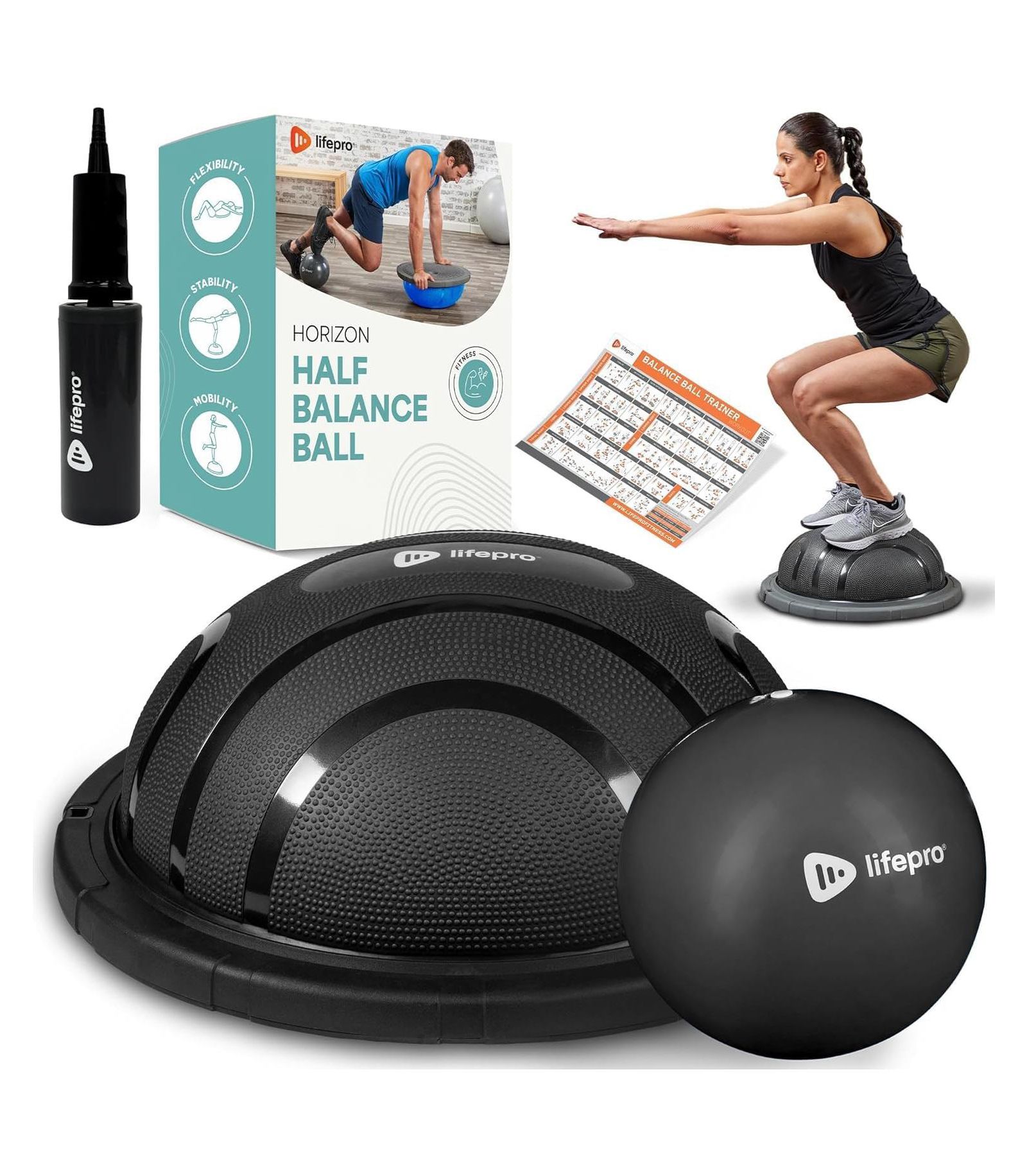 Тренажер Lifepro Half Balance Ball, полусфера для упражнений, нескользящее оборудование для фитнеса