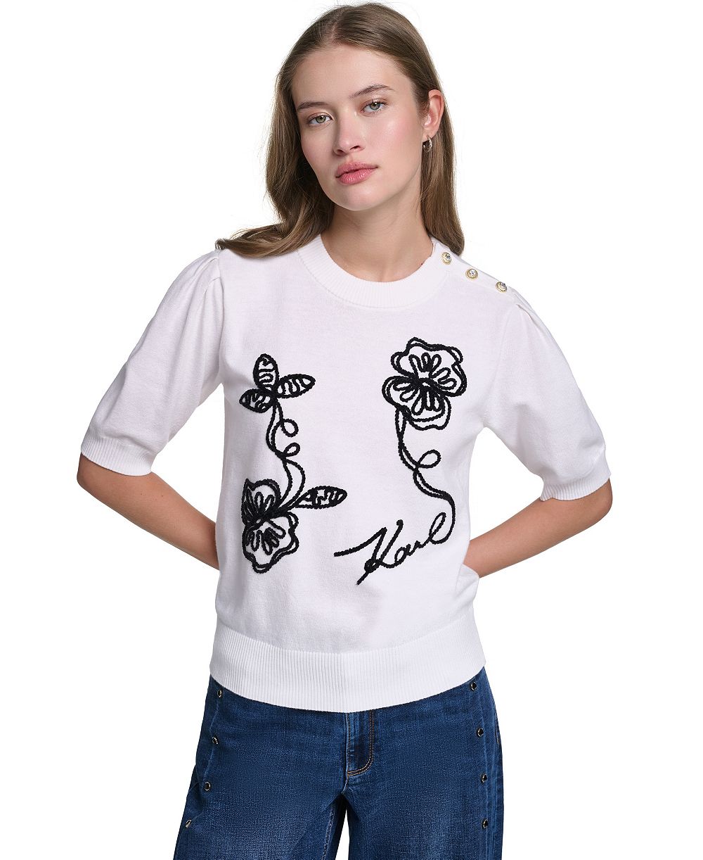 Женский джемпер KARL LAGERFELD PARIS Embroidered Crewneck