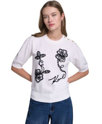 Женский джемпер KARL LAGERFELD PARIS Embroidered Crewneck
