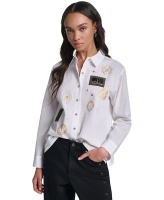 KARL LAGERFELD PARIS Women's Embellished Cropped Top