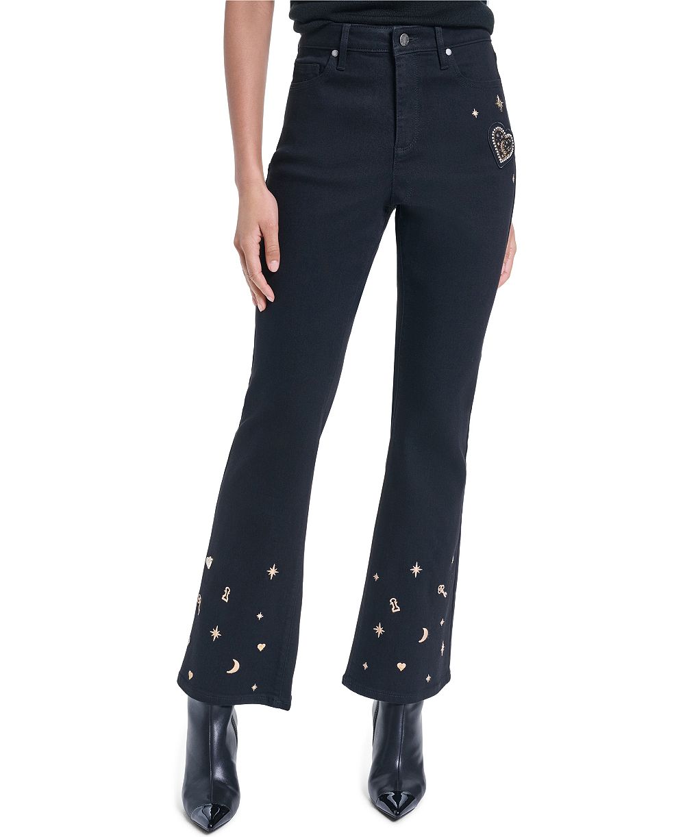 KARL LAGERFELD PARIS Women's Charm Detail Bootcut Jeans