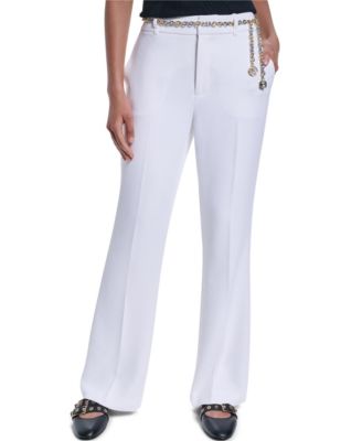 KARL LAGERFELD PARIS Women's Mid-Rise Chain Belt Pants