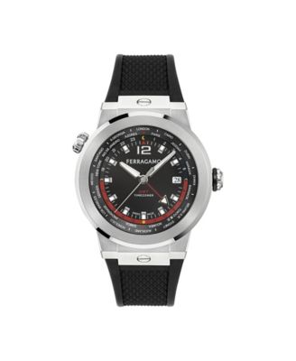 Ferragamo Мужские часы F-80 GMT Worldtime из черной нержавеющей стали 43mm
