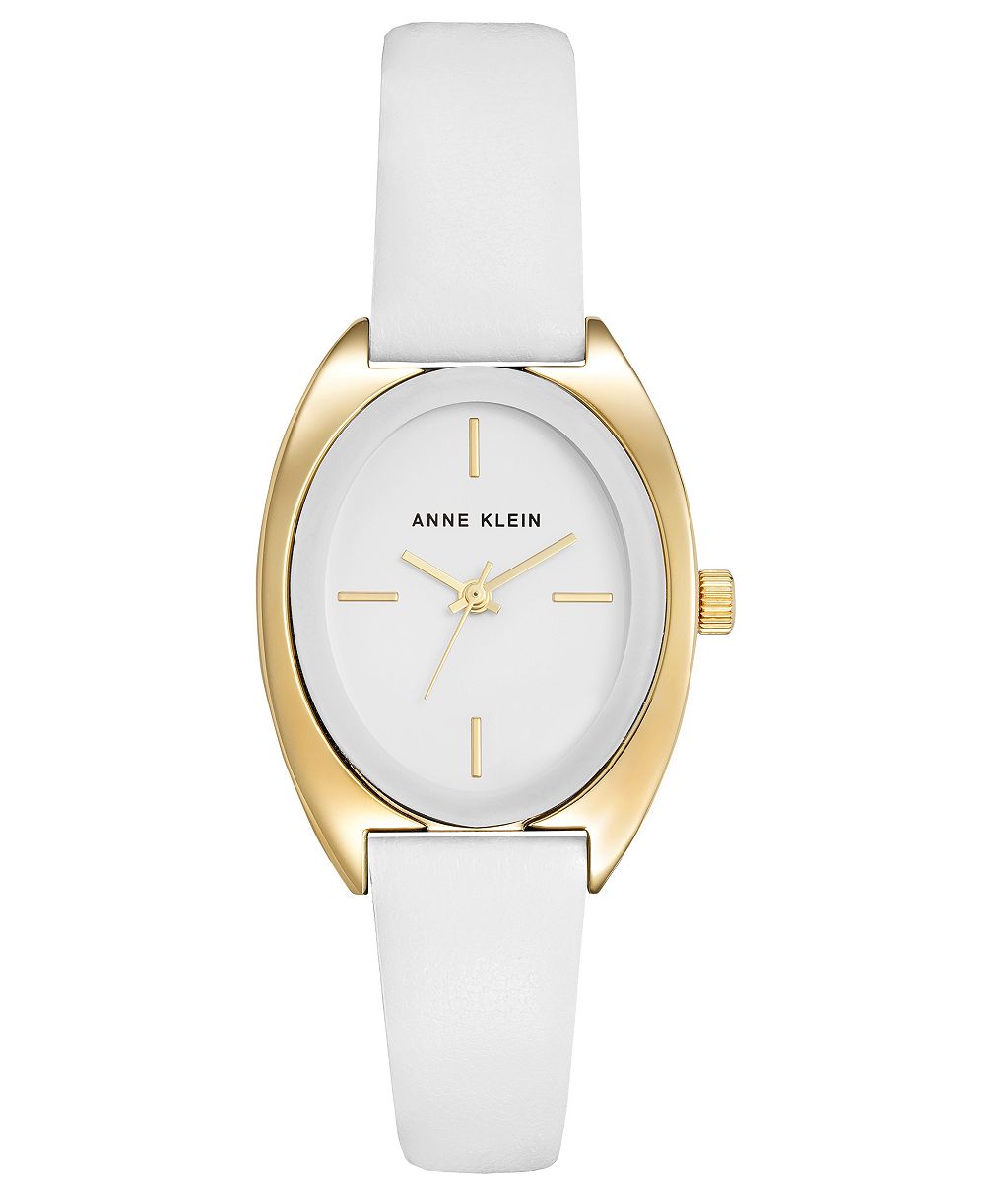 Anne Klein Женские часы Quartz White Oval Dial с белым кожаным ремешком 27.5mm x 35.6mm