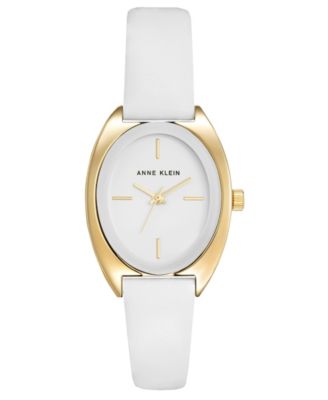 Anne Klein Женские часы Quartz White Oval Dial с белым кожаным ремешком 27.5mm x 35.6mm