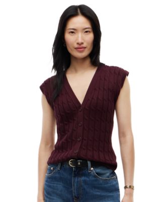 Tommy Hilfiger Women's Cable Knit V-Neck Cap-Sleeve Cardigan
