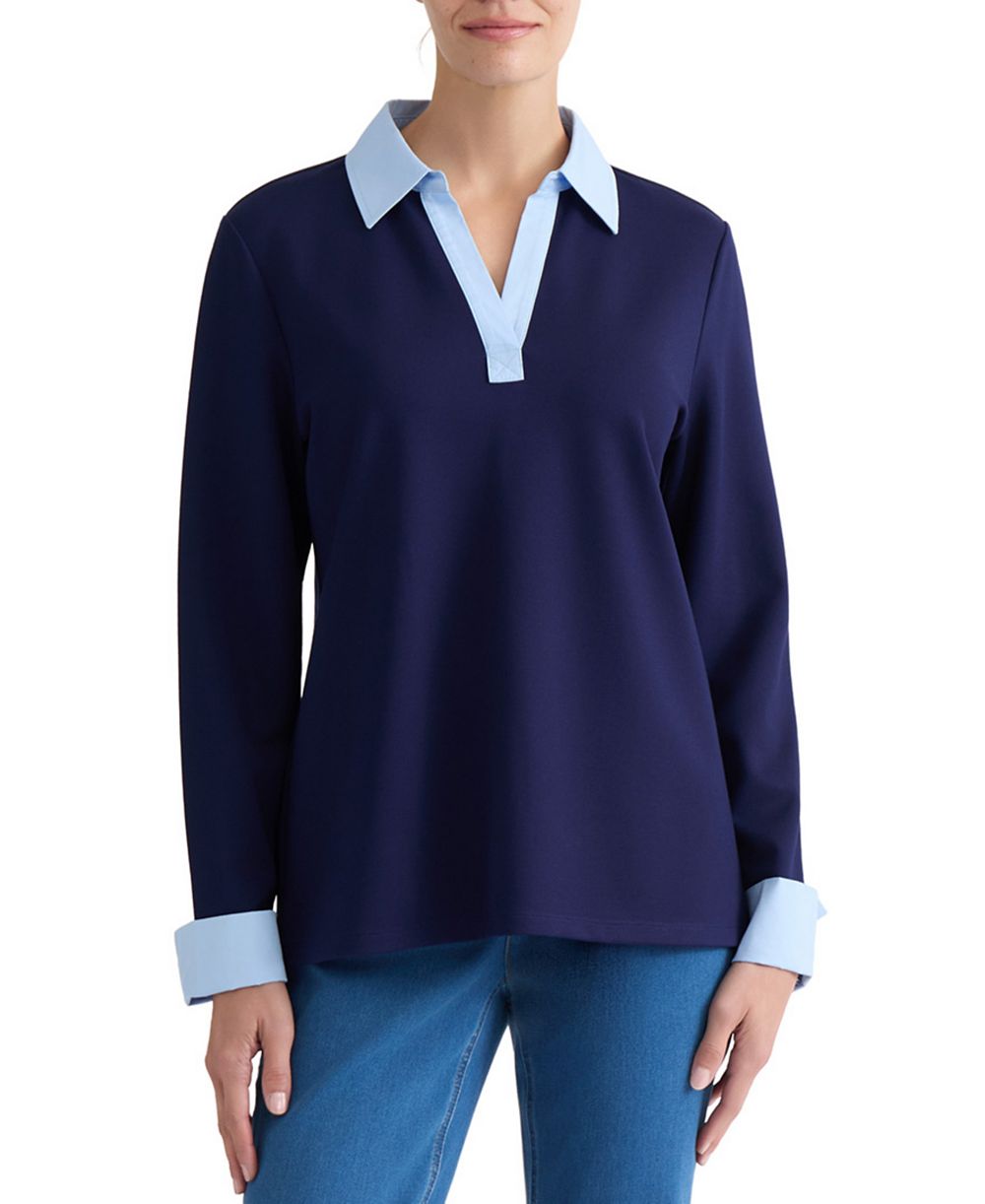 Jones New York Petite V-Neck Twofer Top