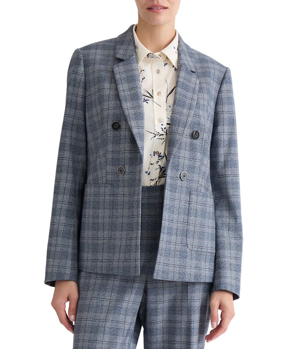 Jones New York Petite Plaid Double-Breasted блейзер