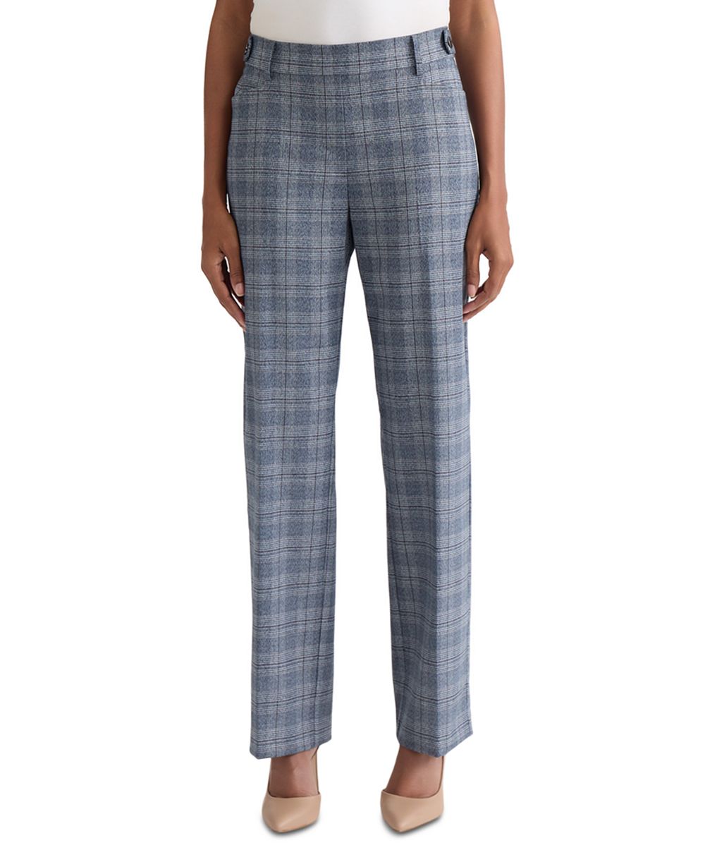 Jones New York Petite Plaid Straight-Leg Pull-On Pants