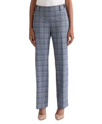 Jones New York Petite Plaid Straight-Leg Pull-On Pants