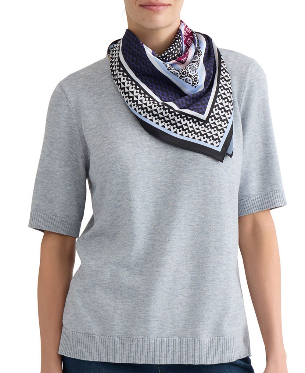 Jones New York Petite Short-Sleeve Crewneck Knit Top with Scarf