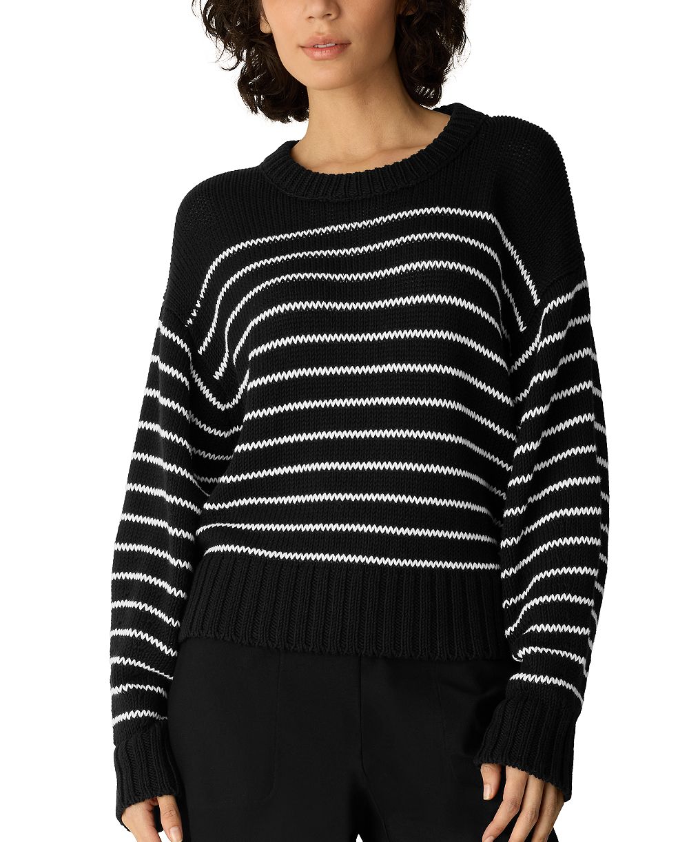 Eileen Fisher Women's Long-Sleeve Crewneck Stripe Sweater