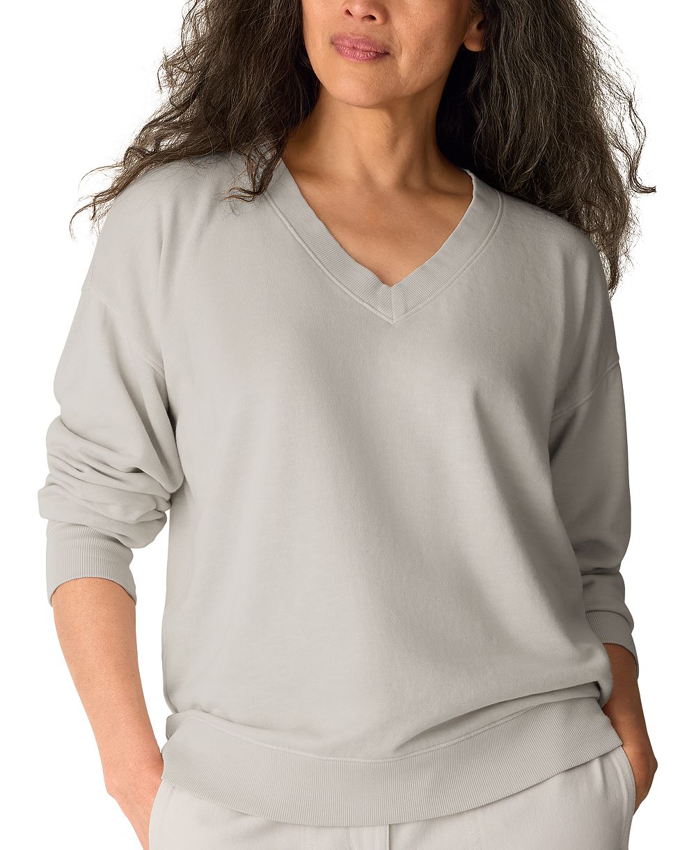 Eileen Fisher Women's Oversized Long-Sleeve Cotton Garment-Dyed V-Neck Top