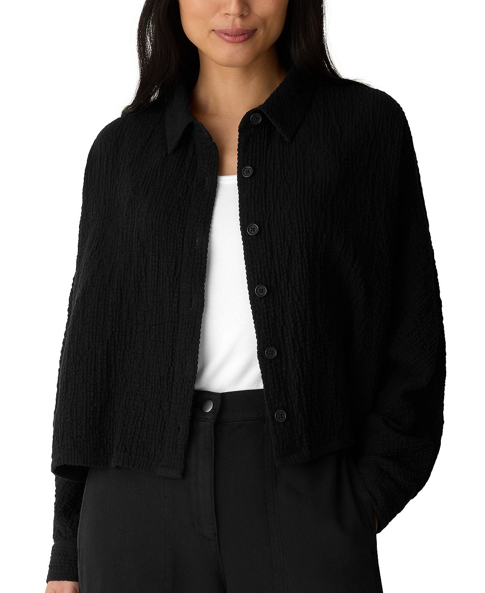 Женский хлопковый жакет Eileen Fisher Doubleweave с воротником