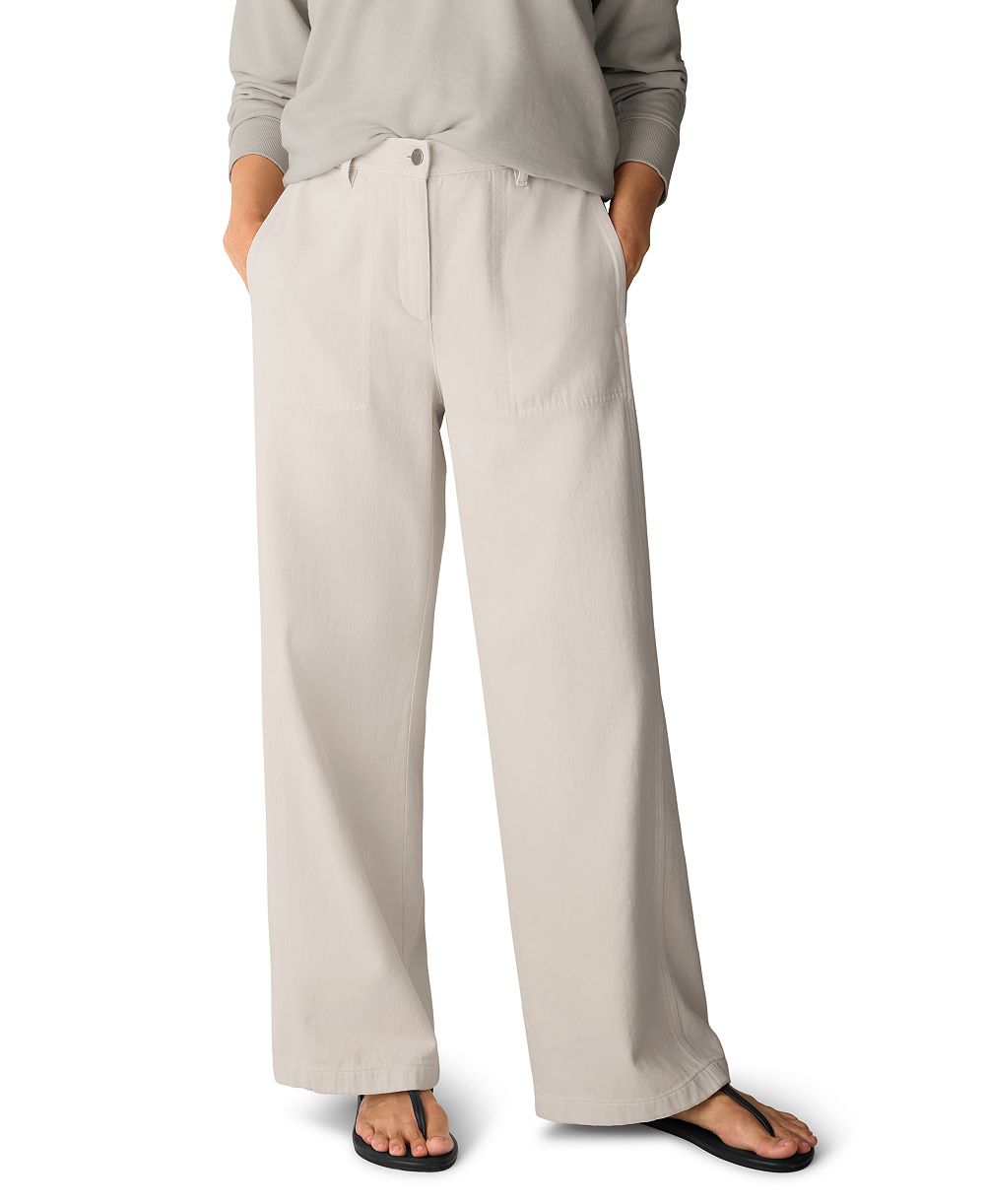 Eileen Fisher Женские хлопковые брюки с высокой талией и широкими штанинами