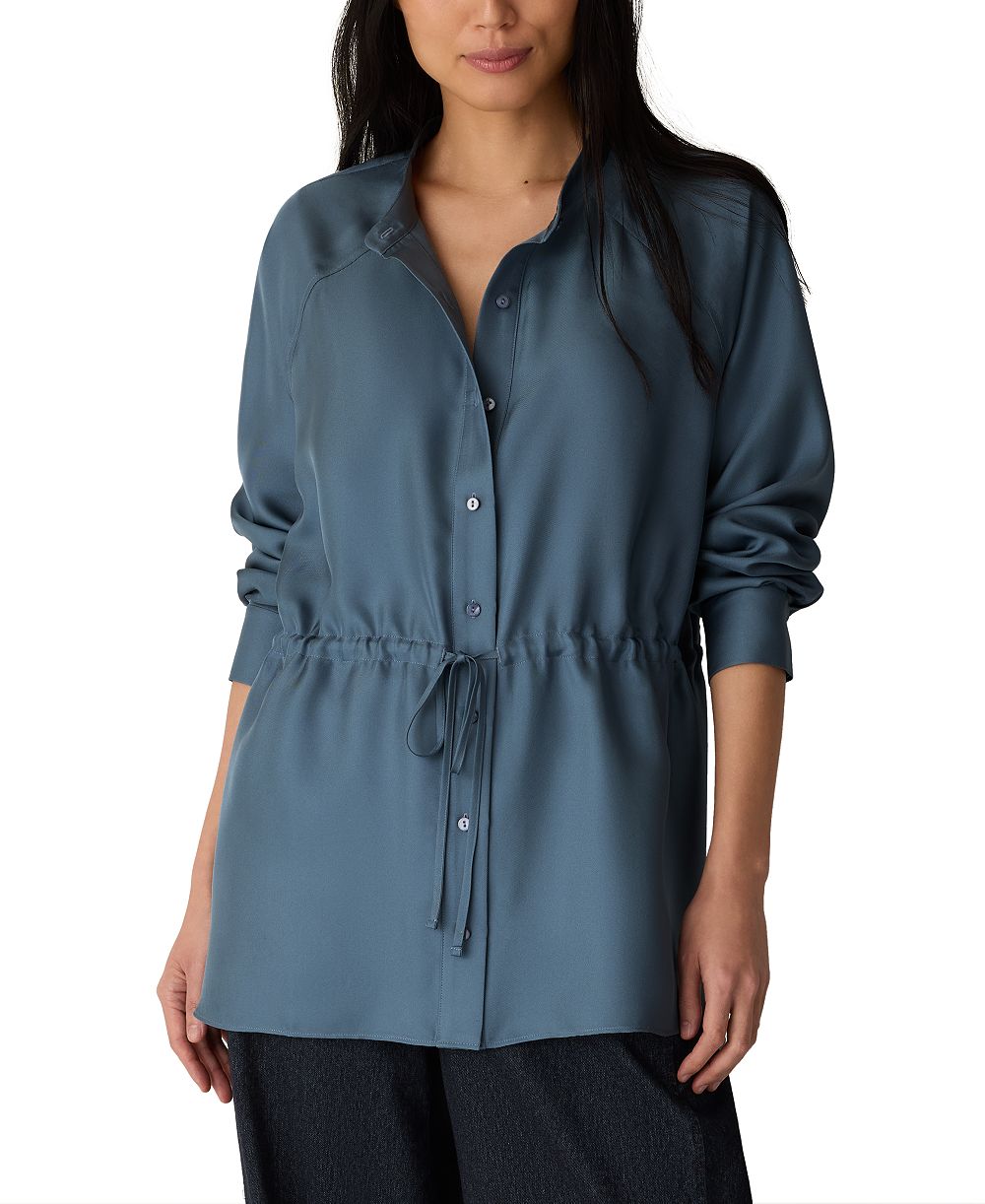 Eileen Fisher Women's Mandarin Collar Long-Sleeve Silk Blouse