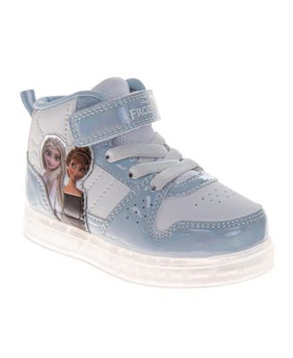Disney Big Girls Frozen Anna and Elsa Light-Up High-Top Sneakers with Hook and Loop Closure