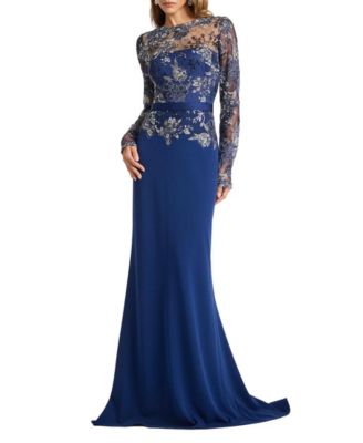 Женское вечернее платье Tadashi Shoji Beacon Belted Embroidered Illusion