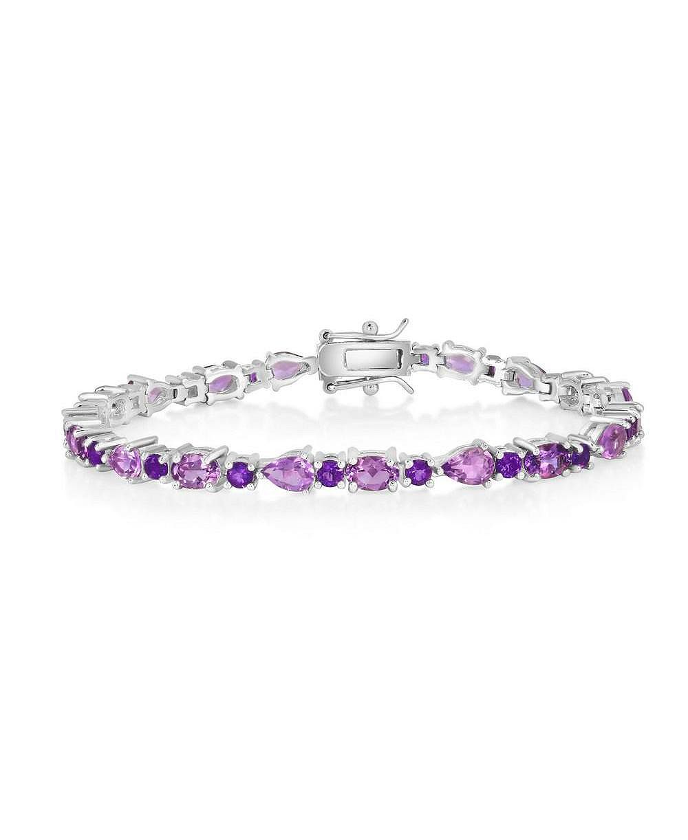 Simona Sterling Silver, Multi-Shaped Gem Bracelet - Multi-Amethyst