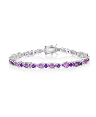 Simona Sterling Silver, Multi-Shaped Gem Bracelet - Multi-Amethyst
