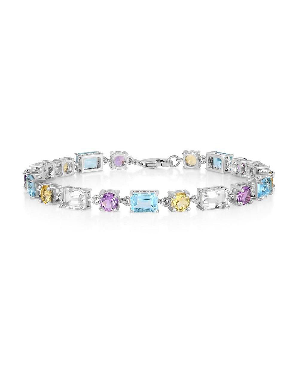 Simona Sterling Silver, Round and Emerald-Cut Gem Bracelet