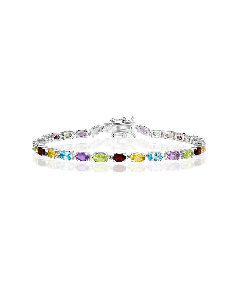Simona Sterling Silver, Oval Gem Tennis Bracelet