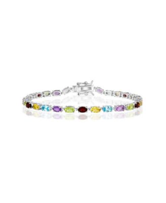Simona Sterling Silver, Oval Gem Tennis Bracelet
