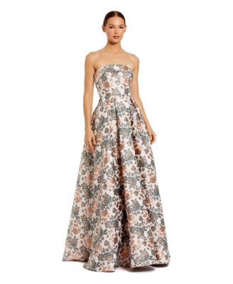 Женское бальное платье Mac Duggal Petite Strapless Floral Brocade