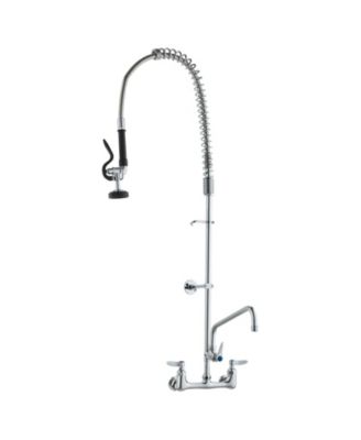 PHYING Commercial Faucet with Pre-Rinse Sprayer, 47" Height, 8" Center, 12" Swing Spout, Wall Mount Kitchen Sink Faucet