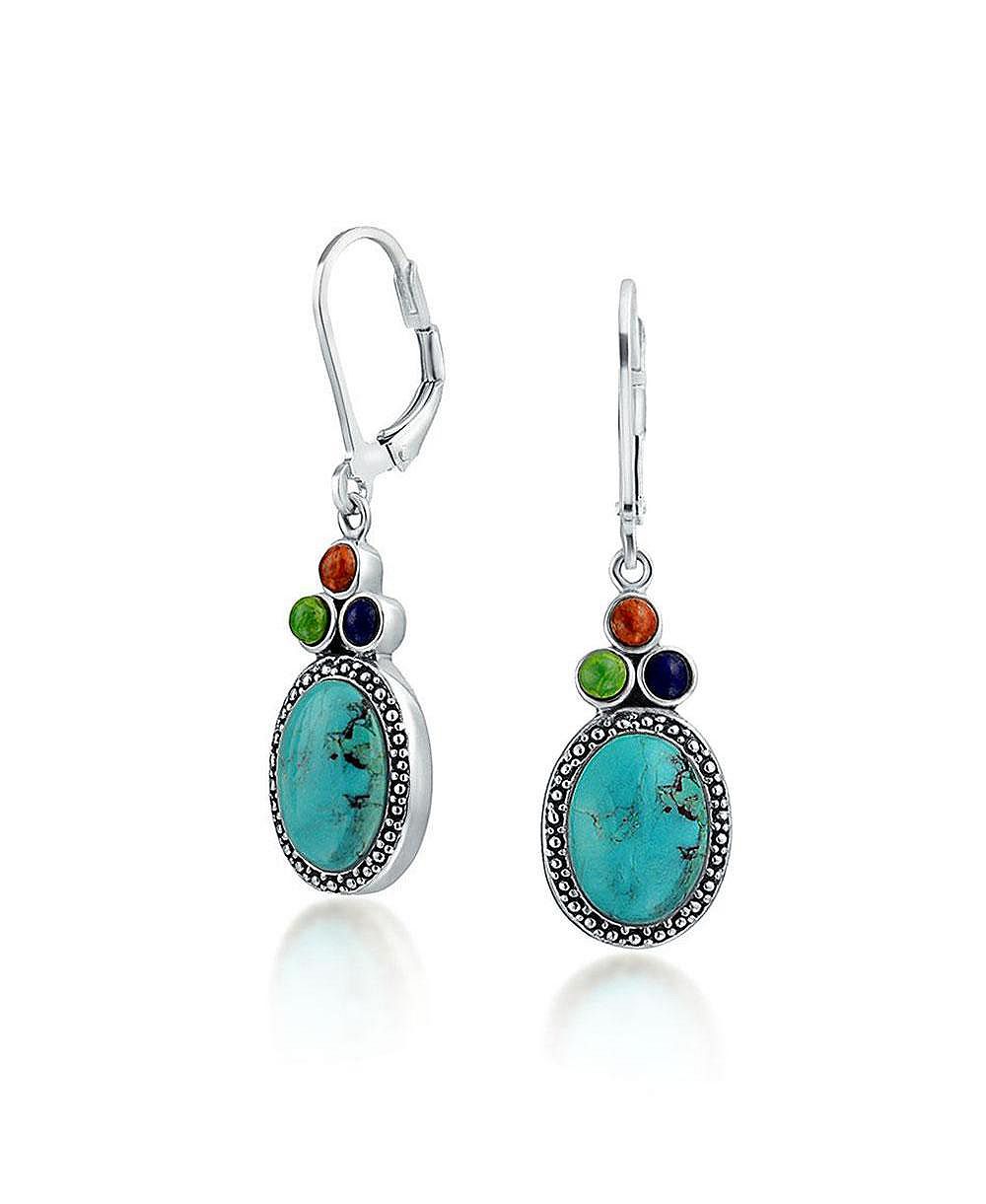 Bling Jewelry Lapis, Turquoise Western Dangle Earrings