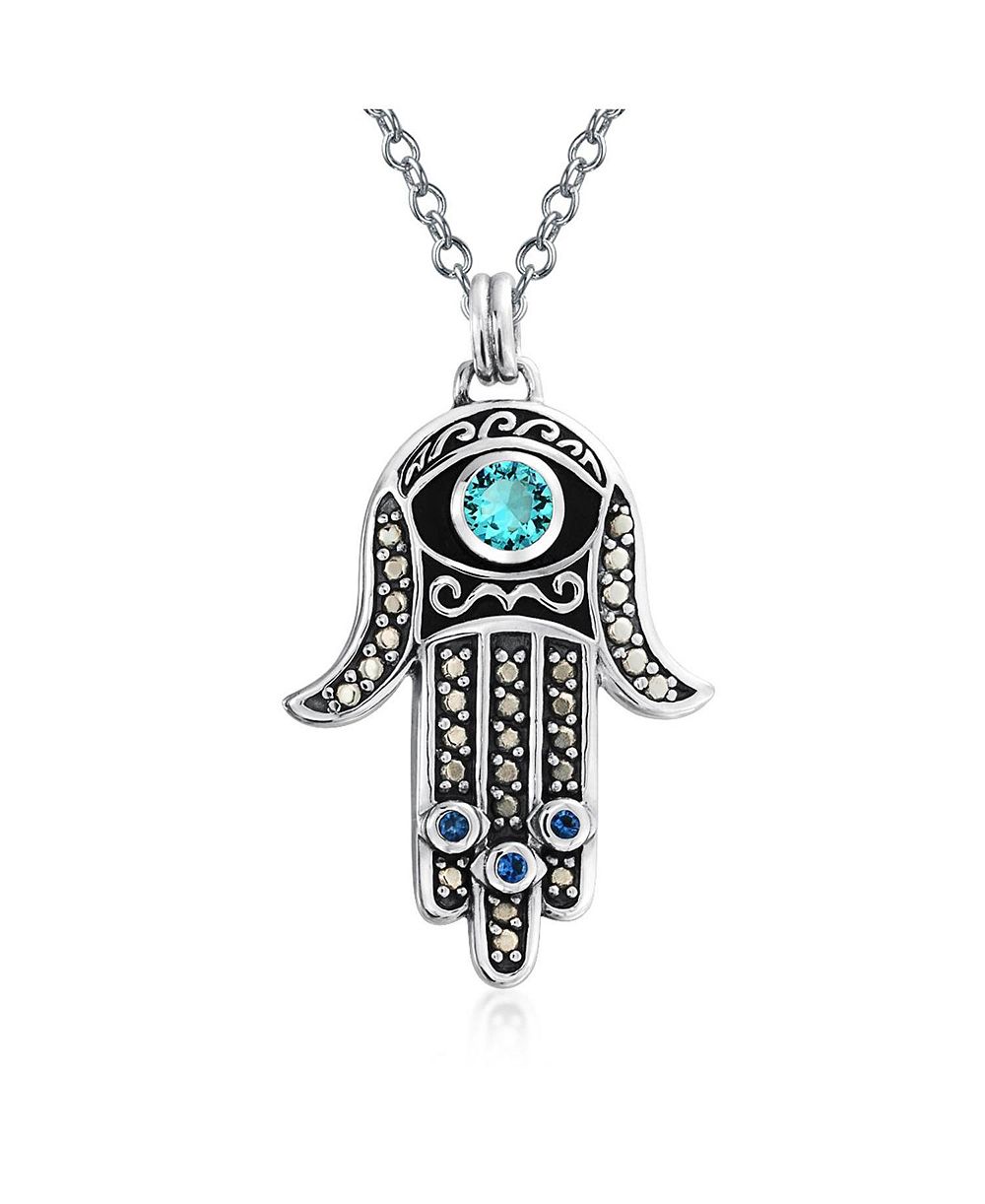 Bling Jewelry ожерелье-подвеска духовный талисман рука Хамса с CZ, стерлинговое серебро .925