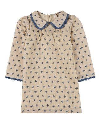 MeMoi детское платье с вышивкой и бантом, 100% хлопок, Pointelle Lace-Trim Mini-Print