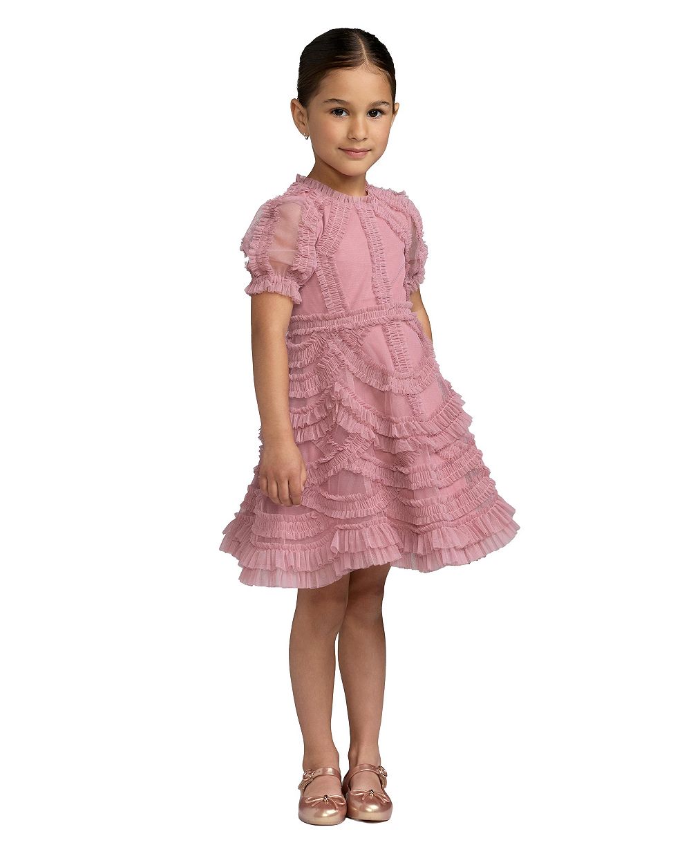 Мини-платье Mac Duggal Big Girls High Neck Puff Sleeve