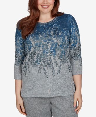 Alfred Dunner Women's Falling Leaves Pocket Knit Top
